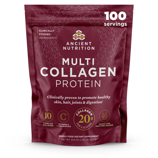 Ancient Nutrition Collagen Peptides bottle supports daily beauty and joint comfort