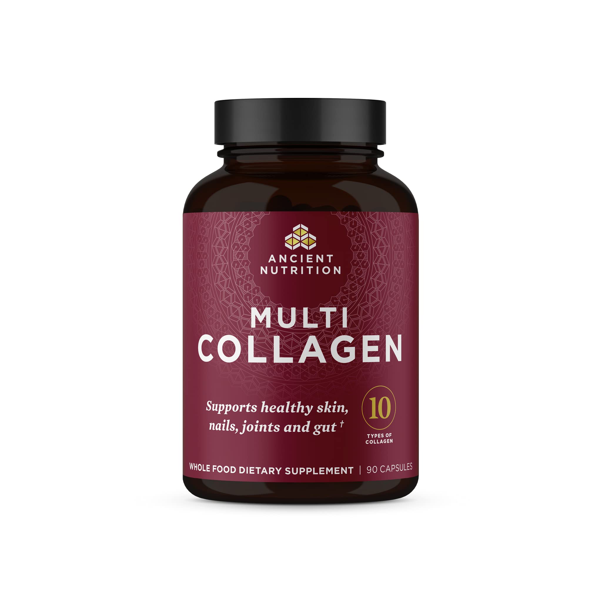Ancient Nutrition Collagen Pills bottle for daily skin support.