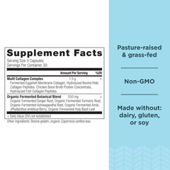 Ancient Nutrition pills ingredients label displaying five collagen types.