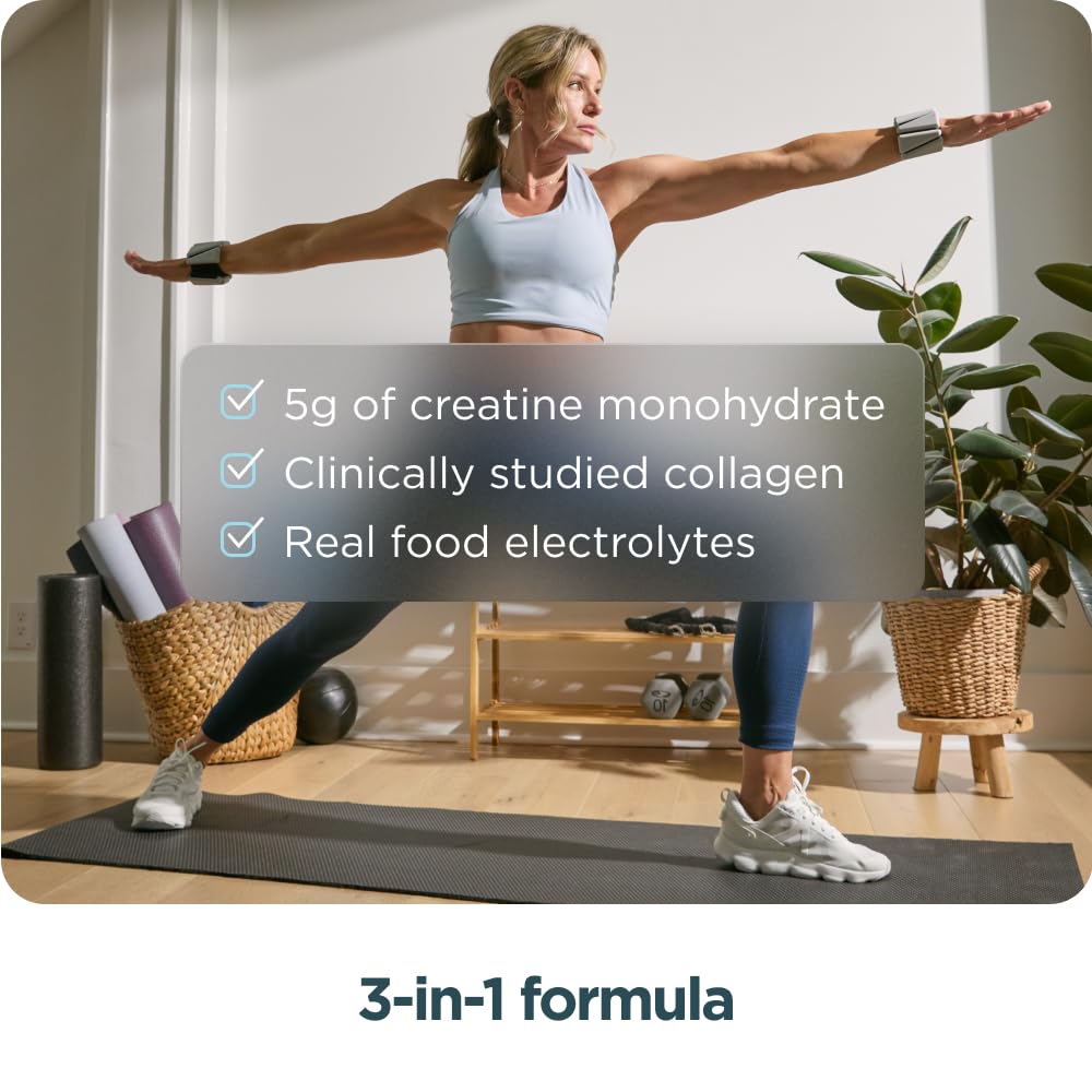 Powder dissolves in liquid to support joint comfort and hydration.
