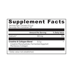 Ancient Nutrition Creatine + Collagen powder being dispensed into a glass for a shake.