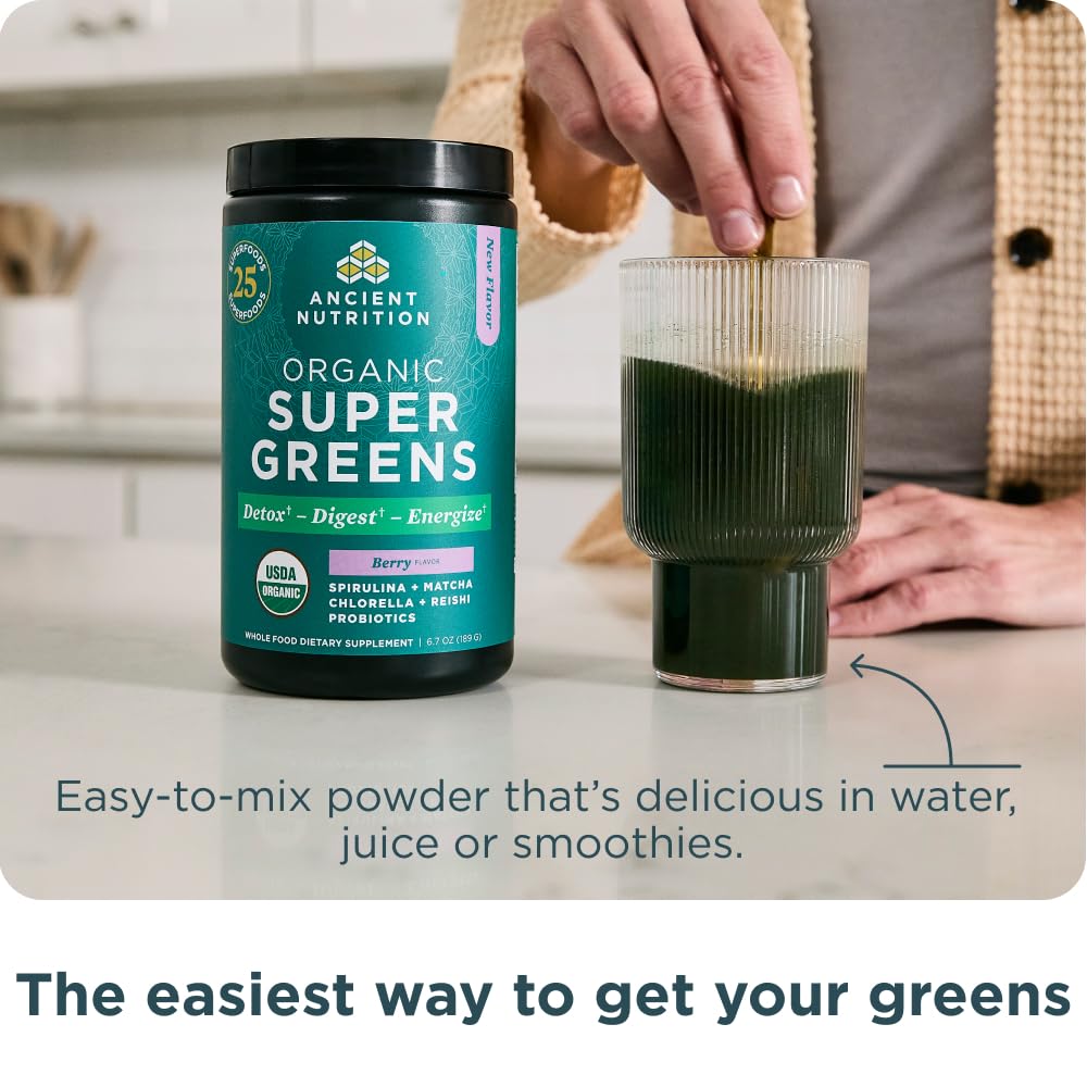 Digestive Health Blend infographic emphasizes probiotics and enzymes from Ancient Nutrition.