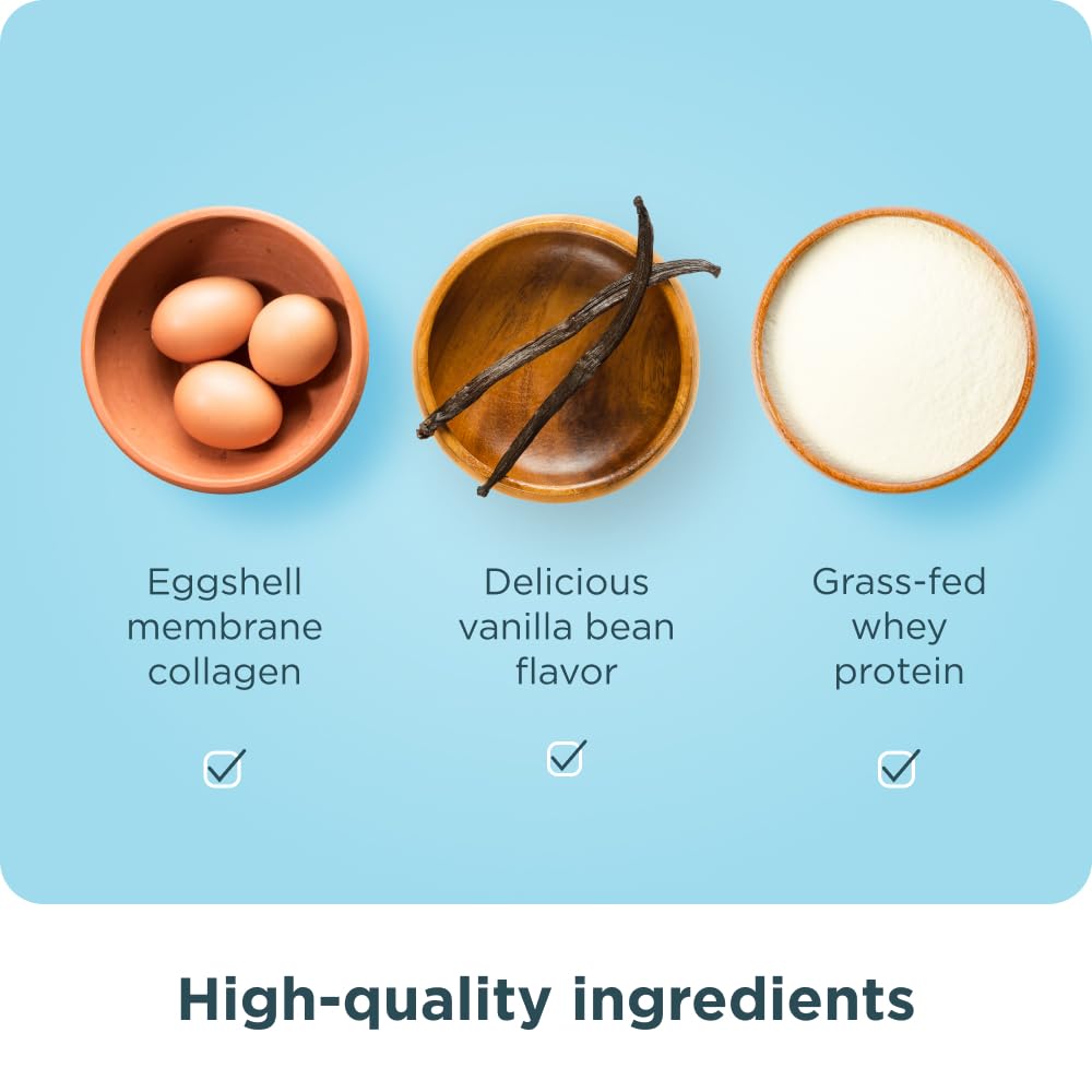 Ancient Nutrition grass-fed whey vanilla bean bottle communicates quality