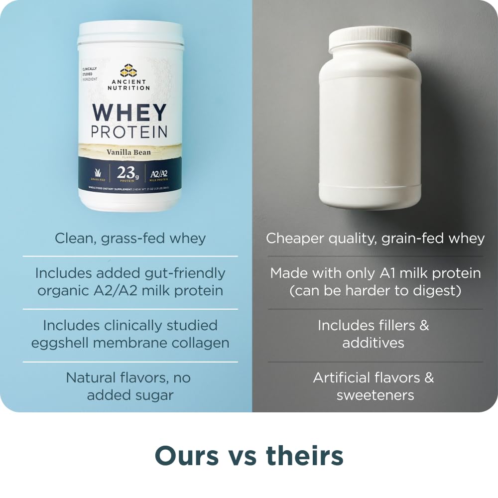 Ancient Nutrition grass-fed whey vanilla bean close-up highlights rich aroma