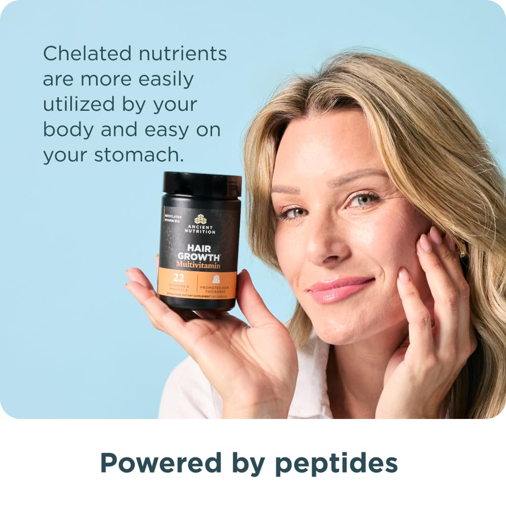 Ancient Nutrition Hair Growth Multivitamin packaging inside view with 30 servings.