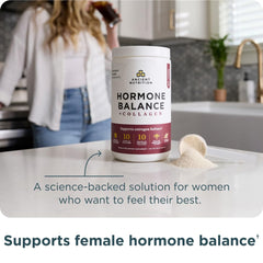 Ancient Nutrition Hormone Balance capsules bottle; easy daily capsules for balance and vitality.