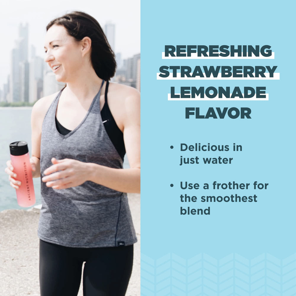 Ancient Nutrition hydrolyzed collagen bottle with probiotics label emphasized