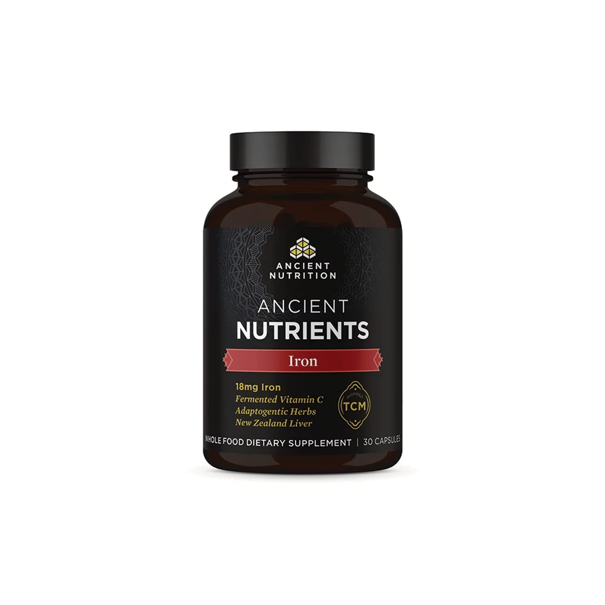 Ancient Nutrition Iron capsule close-up showing gentle daily iron support