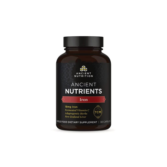 Ancient Nutrition Iron capsule close-up showing gentle daily iron support