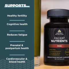 Ancient Nutrition Iron with TCM blend ingredients emphasizes traditional nourishment and vitality