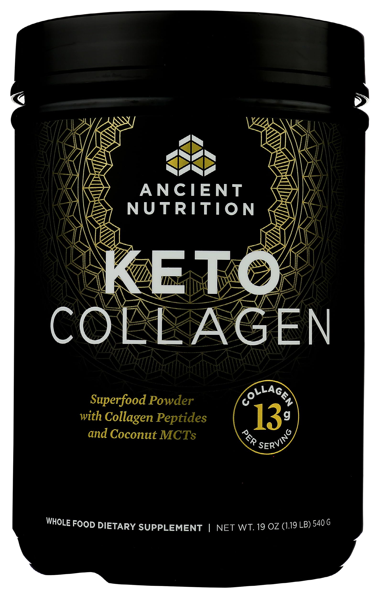 Close-up of KetoCOLLAGEN scoop ready to measure contained in the tub
