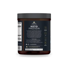 KetoPROTEIN Vanilla powder being poured into a blender