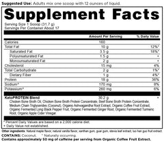 Vanilla KetoPROTEIN shake poured into a glass