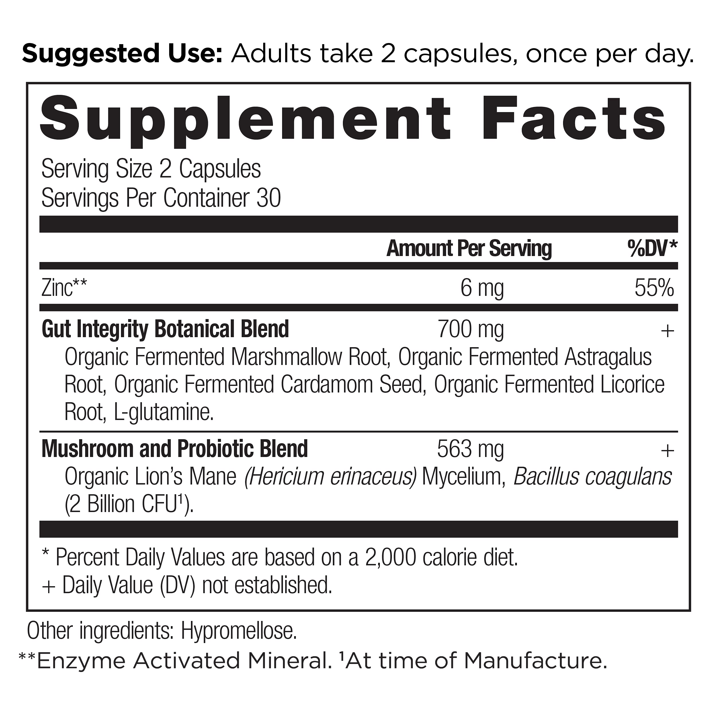 Ancient Nutrition Leaky Gut Capsules label showing keto-friendly and gluten-free notes.