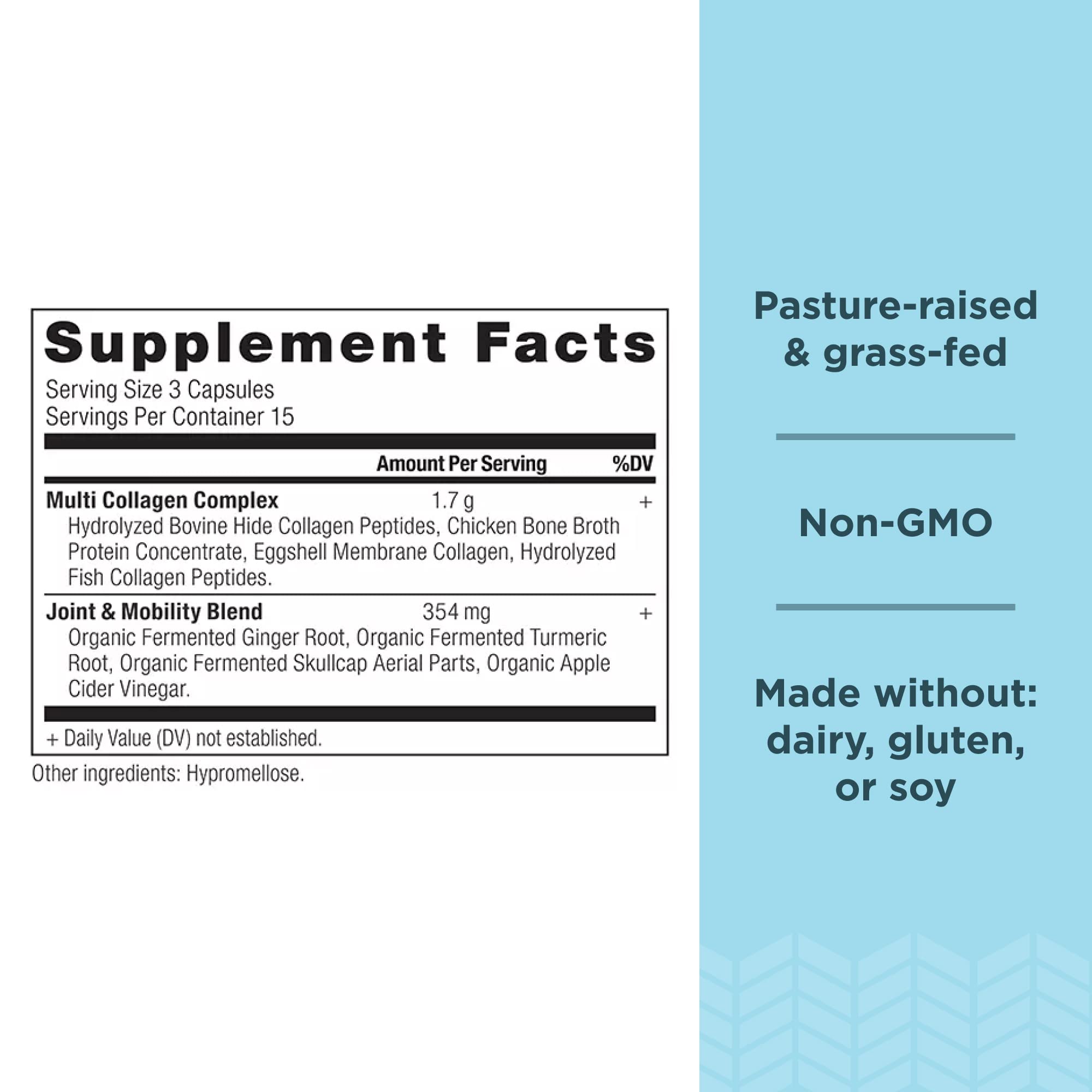 Ancient Nutrition capsules pouring out for easy daily intake.