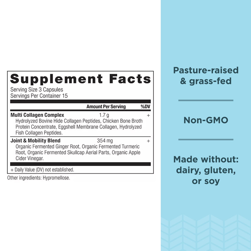 Ancient Nutrition capsules pouring out for easy daily intake.