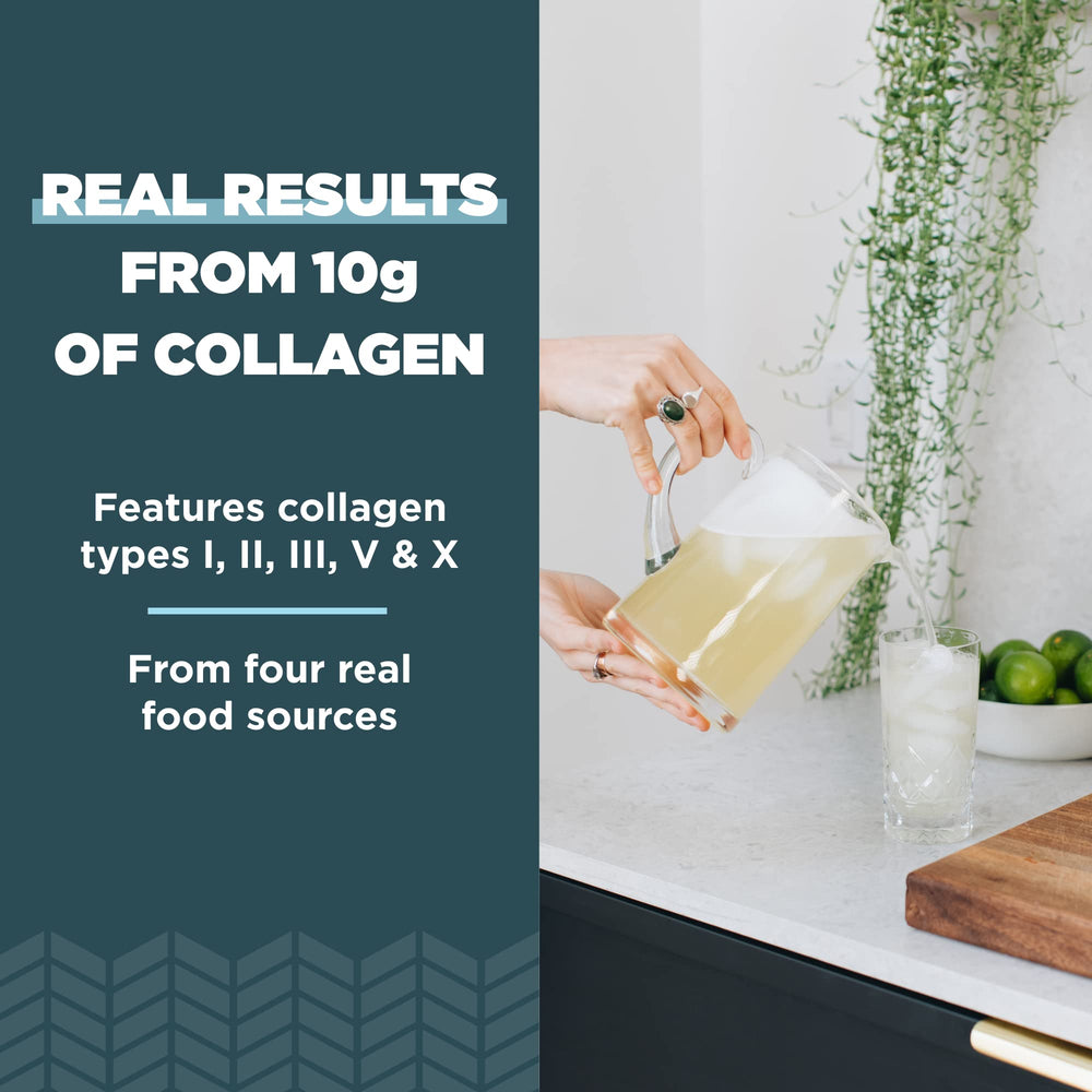 Ancient Nutrition dissolving collagen powder in water for quick skin and joints support.