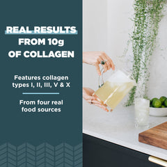 Ancient Nutrition dissolving collagen powder in water for quick skin and joints support.