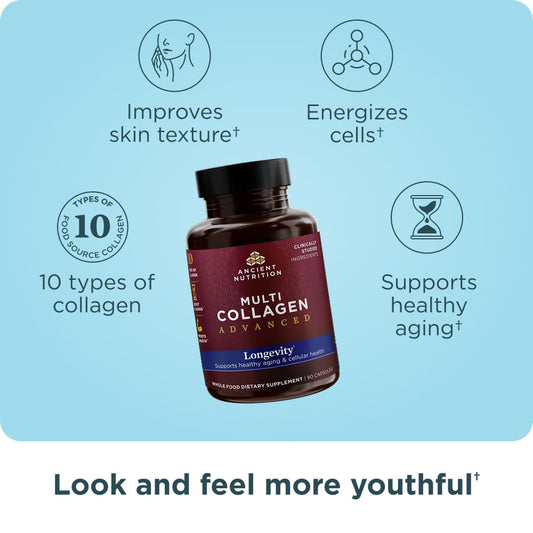 Ancient Nutrition Multi Collagen label detail highlighting hydrolyzed peptides.