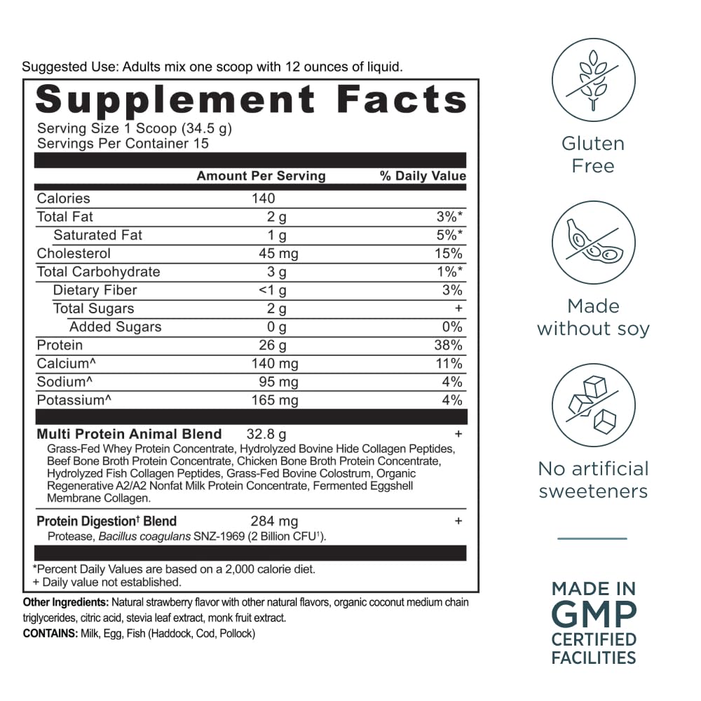 Ancient Nutrition multi protein powder glass of shake after training