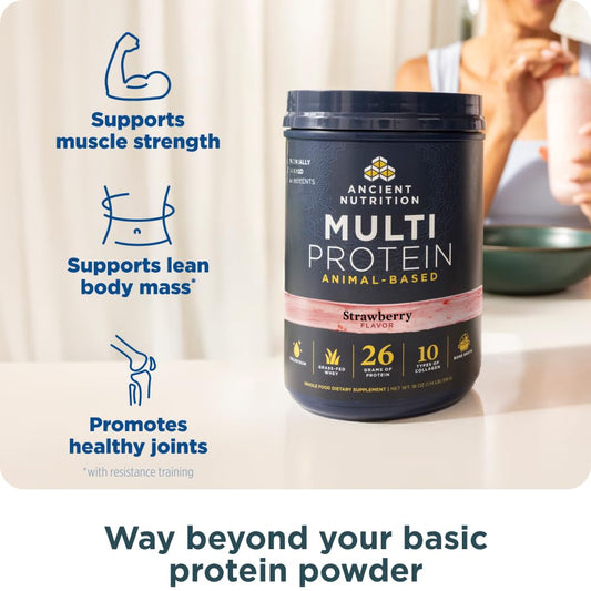 Ancient Nutrition multi protein powder dissolving in shake for easy digestion