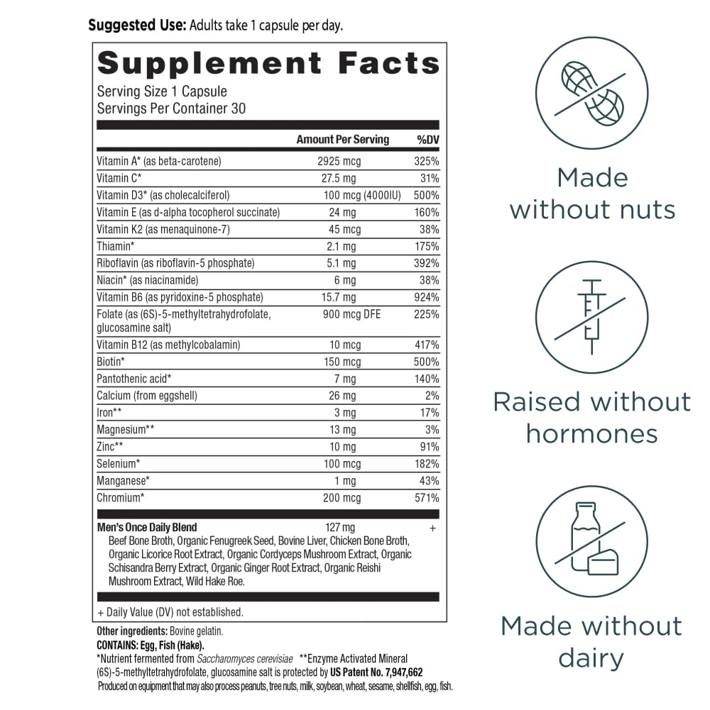 Ancient Nutrition multivitamin label close-up highlights zinc and selenium benefits