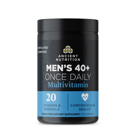 Ancient Nutrition Multivitamin for Men 40+ bottle front showing daily nutrient balance
