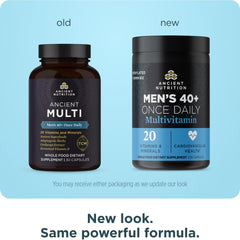 Ancient Nutrition Multivitamin for Men 40+ bottle label highlighting immune support