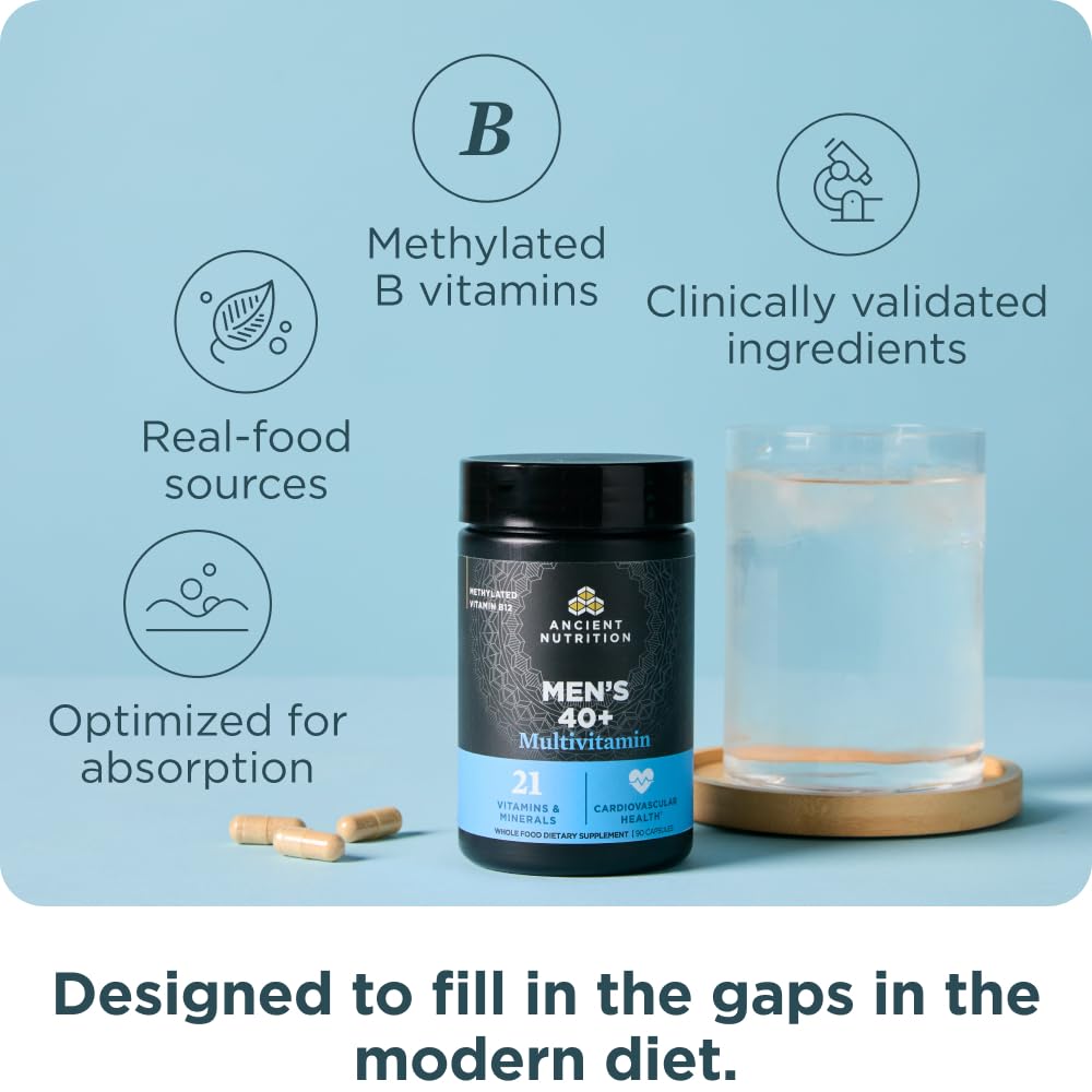 Ancient Nutrition bottle packaging for men 40+ multivitamin.