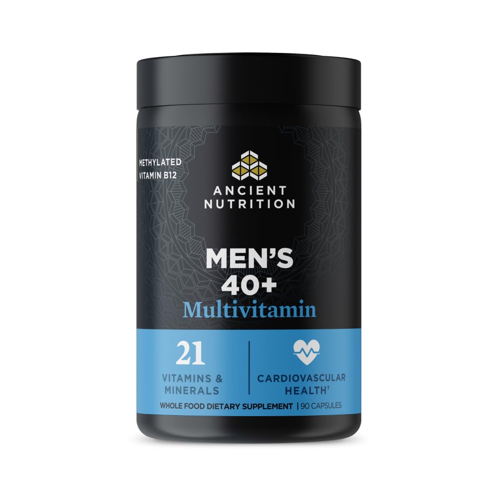 Ancient Nutrition Multivitamin bottle with capsules for daily immune support and energy.