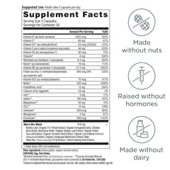 Label closeup of Ancient Nutrition multivitamin for men 40+ showing ingredients.