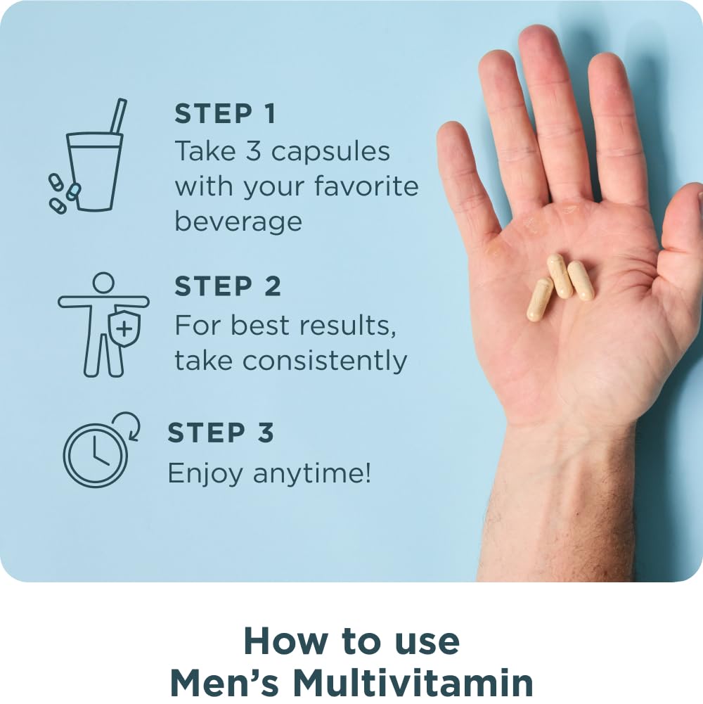 Ancient Nutrition multivitamin for men on daily-use routine promotes consistent supplementation.