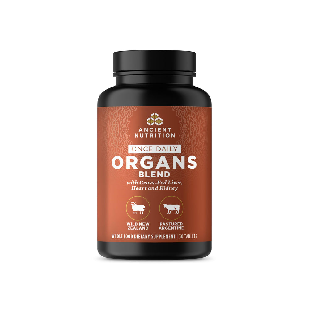 Ancient Nutrition Organ Complex bottle front with capsules for daily organ support.