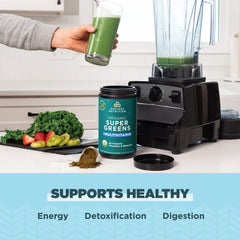 Ancient Nutrition powder mixing in water for quick hydration.