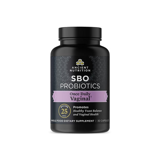 Ancient Nutrition Probiotic Women bottle on counter for daily health support