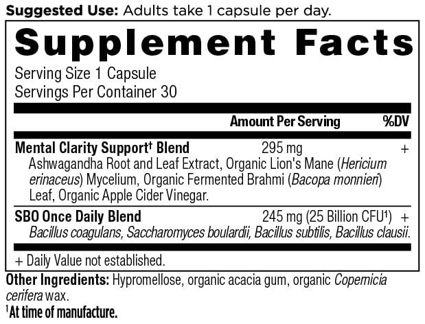 Closeup of Ancient Nutrition Probiotics capsules for mental clarity