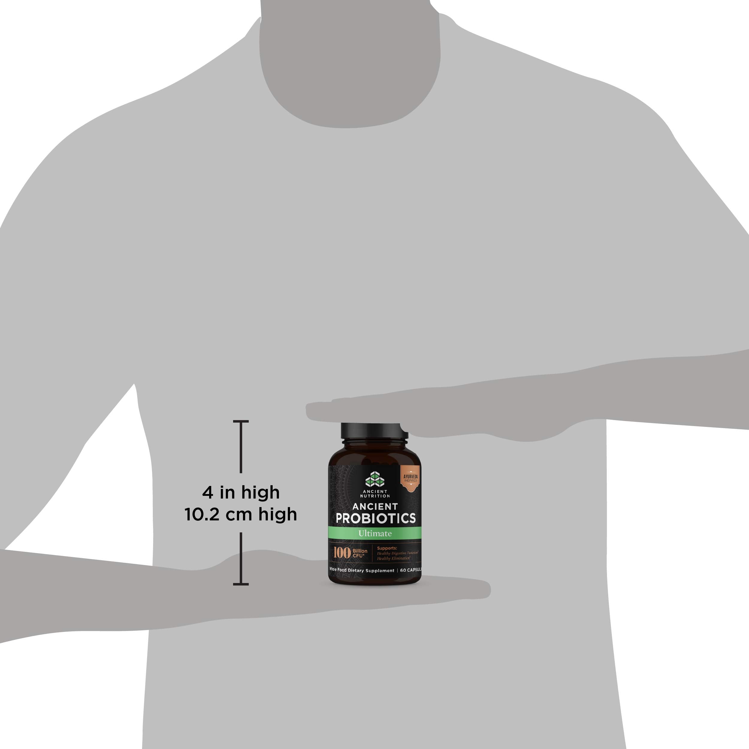 Ancient Nutrition Probiotics Ultimate gluten-free icon demonstrates an allergen-free option.