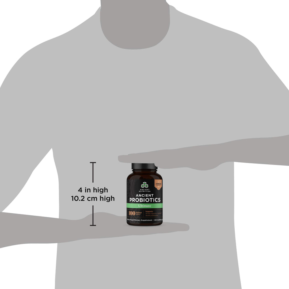 Ancient Nutrition Probiotics Ultimate gluten-free icon demonstrates an allergen-free option.