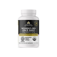 Ancient Nutrition Regenerative Organic Probiotics 50+ bottle supporting daily gut balance.