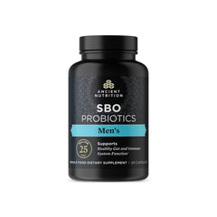 Ancient Nutrition SBO Probiotics Men bottle front showing 60 capsules for daily support.