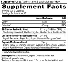 Ancient Nutrition SBO Probiotics Men capsules closeup with clear label indicating 25B CFU.