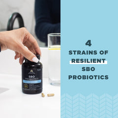 Ancient Nutrition SBO Probiotics Ultimate bottle on kitchen shelf