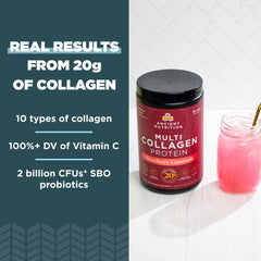 Ancient Nutrition strawberry lemonade collagen shake ready to enjoy.