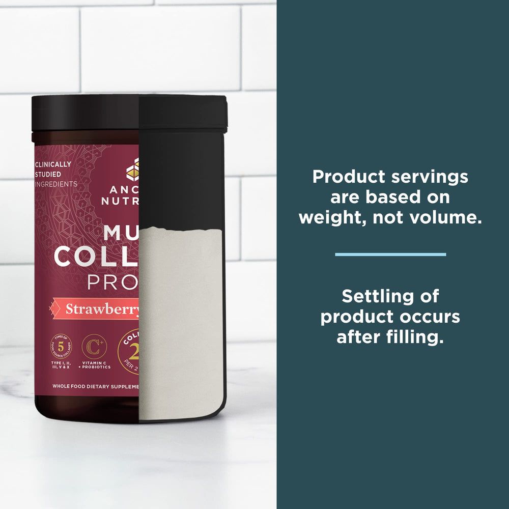 Ancient Nutrition strawberry lemonade flavor poured into glass for refreshment