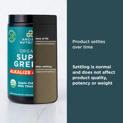Ancient Nutrition Supergreens probiotic Bacillus coagulans bottle shown