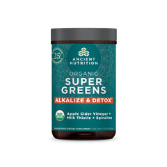 Ancient Nutrition Supergreens detox powder jar supporting daily detox
