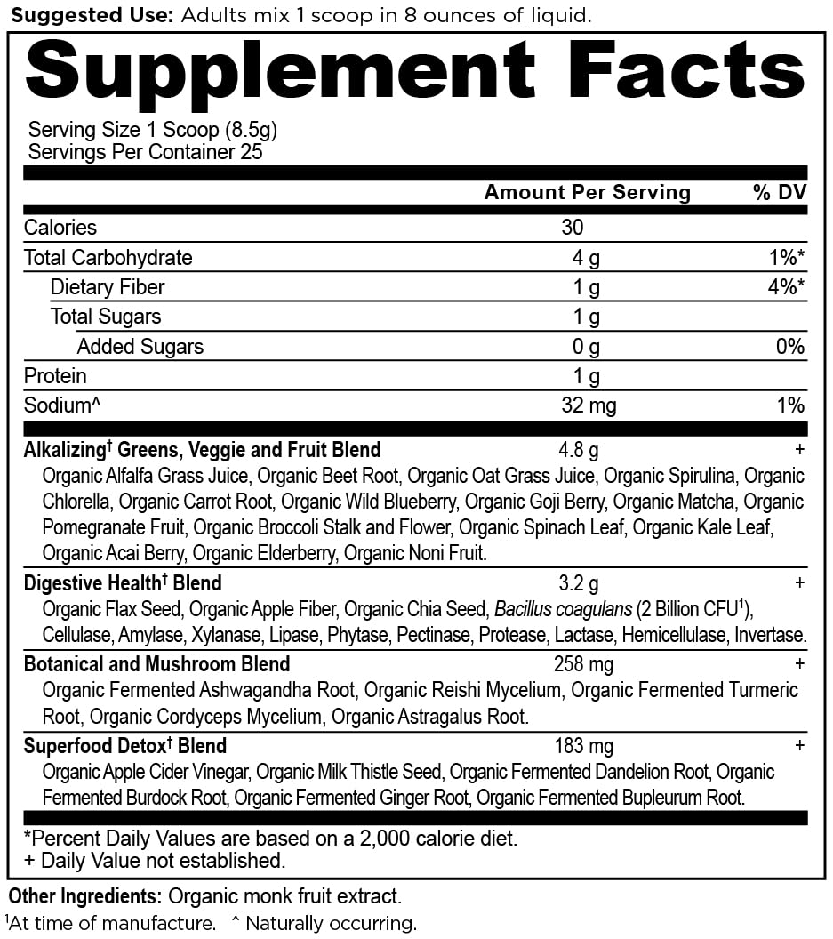 Ancient Nutrition Supergreens in water being stirred for easy daily greens
