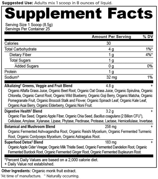 Ancient Nutrition Supergreens in water being stirred for easy daily greens