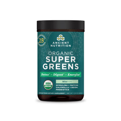 Ancient Nutrition SuperGreens powder tub for easy daily greens and digestive support