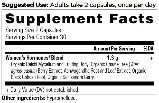Ancient Nutrition Women's Hormones label graphics illustrating gluten-free and paleo friendly features